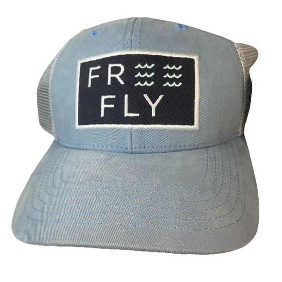 Free Fly Hat Cap Snap Back  Mesh Trucker Patch Blue Gray Outdoor Mens - Picture 1 of 6